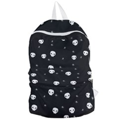 Pattern Skull Stars Halloween Gothic On Black Background Foldable Lightweight Backpack by genx