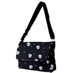 Pattern Skull Stars Halloween Gothic On Black Background Full Print Messenger Bag by genx