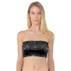 Pattern Spiderweb Halloween Gothic On Black Background Bandeau Top by genx