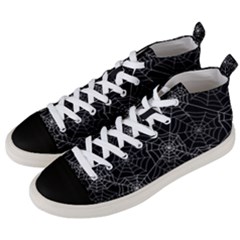 Pattern Spiderweb Halloween Gothic On Black Background Men s Mid-top Canvas Sneakers by genx