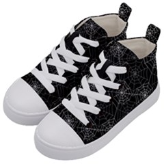 Pattern Spiderweb Halloween Gothic On Black Background Kid s Mid-top Canvas Sneakers by genx