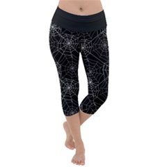 Pattern Spiderweb Halloween Gothic On Black Background Lightweight Velour Capri Yoga Leggings by genx