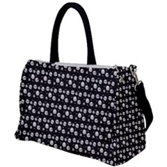 Pattern Skull Bones Halloween Gothic On Black Background Duffel Travel Bag by genx