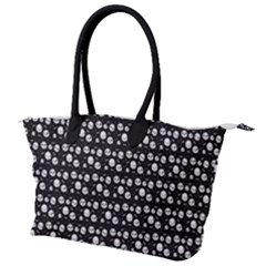 Pattern Skull Bones Halloween Gothic On Black Background Canvas Shoulder Bag by genx