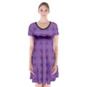 Pattern Spiders Purple and black Halloween Gothic Modern Short Sleeve V-neck Flare Dress View1