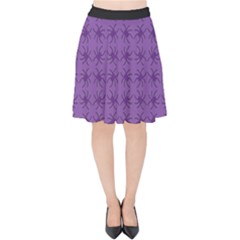 Pattern Spiders Purple And Black Halloween Gothic Modern Velvet High Waist Skirt by genx