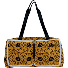 Pattern Pumpkin Spider Vintage Halloween Gothic Orange And Black Multi Function Bag by genx