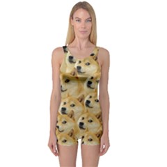 Doge Meme Doggo Kekistan Funny Pattern One Piece Boyleg Swimsuit by snek