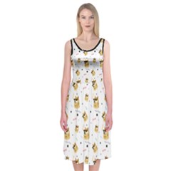 Doge Much Thug Wow Pattern Funny Kekistan Meme Dog White Midi Sleeveless Dress by snek