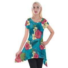 Apu Apustaja And Groyper Pepe The Frog Frens Hawaiian Shirt With Red Hibiscus On Green Background From Kekistan Short Sleeve Side Drop Tunic by snek