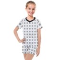 Logo Kekistan Pattern Elegant with lines on white background Kids  Mesh Tee and Shorts Set View1