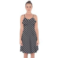 Logo Kek Pattern Black And White Kekistan Black Background Ruffle Detail Chiffon Dress by snek