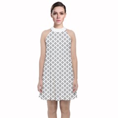 Logo Kek Pattern Black And White Kekistan White Background Velvet Halter Neckline Dress  by snek