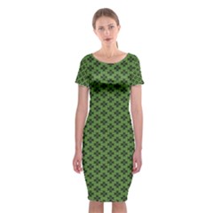 Logo Kek Pattern Black And Kekistan Green Background Classic Short Sleeve Midi Dress by snek