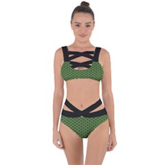 Logo Kek Pattern Black And Kekistan Green Background Bandaged Up Bikini Set  by snek