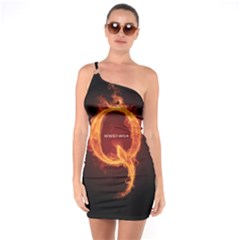 Qanon Letter Q Fire Effect Wwgowga Wwg1wga One Soulder Bodycon Dress by snek