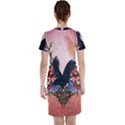 Wonderful Crow With Flowers On Red Vintage Dsign Short Sleeve Nightdress View2