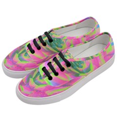 Lime Green And Pink Succulent Sedum Rosette Women s Classic Low Top Sneakers by myrubiogarden