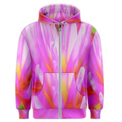 Fiery Hot Pink And Yellow Cactus Dahlia Flower Men s Zipper Hoodie by myrubiogarden