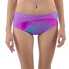 Perfect Hot Pink And Light Blue Rose Detail Reversible Mid-waist Bikini Bottoms by myrubiogarden