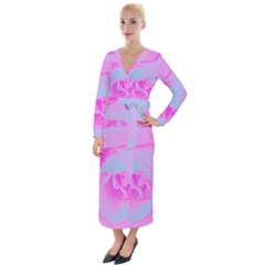 Perfect Hot Pink And Light Blue Rose Detail Velvet Maxi Wrap Dress by myrubiogarden