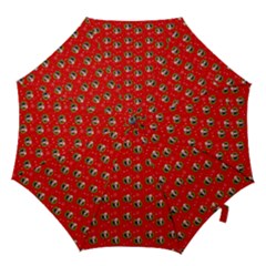 Trump Wrait Pattern Make Christmas Great Again Maga Funny Red Gift With Snowflakes And Trump Face Smiling Hook Handle Umbrellas (medium) by snek