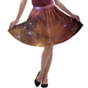 Cosmic Astronomy sky with stars orange brown and yellow A-line Skater Skirt View1