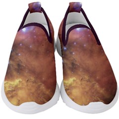 Cosmic Astronomy Sky With Stars Orange Brown And Yellow Kids  Slip On Sneakers by genx