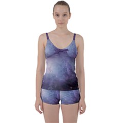 Orion Nebula Pastel Violet Purple Turquoise Blue Star Formation Tie Front Two Piece Tankini by genx