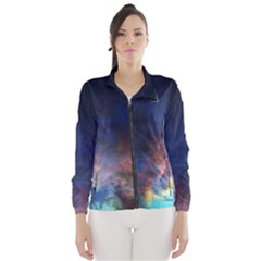 Lagoon Nebula Interstellar Cloud Pastel Pink, Turquoise And Yellow Stars Windbreaker (women) by genx