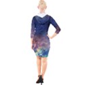 Lagoon Nebula Interstellar Cloud Pastel pink, turquoise and yellow stars Quarter Sleeve Hood Bodycon Dress View2