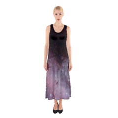 Eagle Nebula Wine Pink And Purple Pastel Stars Astronomy Sleeveless Maxi Dress by genx