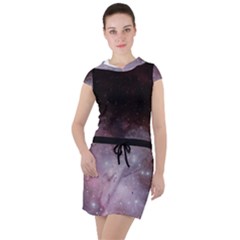 Eagle Nebula Wine Pink And Purple Pastel Stars Astronomy Drawstring Hooded Dress by genx