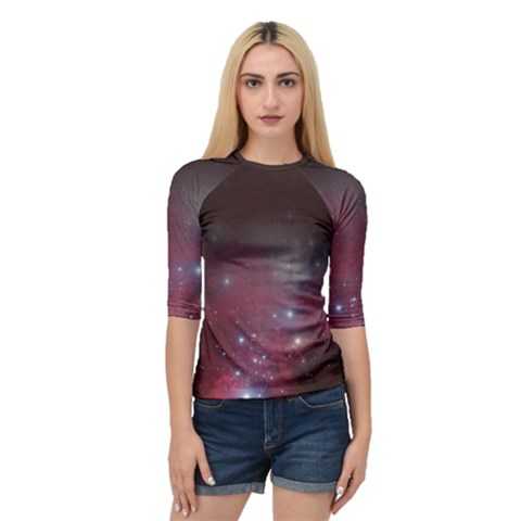 Christmas Tree Cluster Red Stars Nebula Constellation Astronomy Quarter Sleeve Raglan Tee by genx