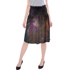 Orion Nebula Star Formation Orange Pink Brown Pastel Constellation Astronomy Midi Beach Skirt by genx