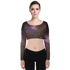 Orion Nebula Star Formation Orange Pink Brown Pastel Constellation Astronomy Velvet Long Sleeve Crop Top by genx