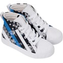 USA Flag The thin blue line I back the blue USA Flag Grunge on white background Kid s Hi-Top Skate Sneakers View3