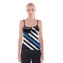 USA Flag The thin blue line I back the blue USA Flag Grunge on black background Spaghetti Strap Top View1