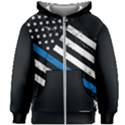 USA Flag The thin blue line I back the blue USA Flag Grunge on black background Kids Zipper Hoodie Without Drawstring View1