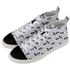 Tape Cassette 80s Retro Genx Pattern Black And White Men s Mid-top Canvas Sneakers by genx