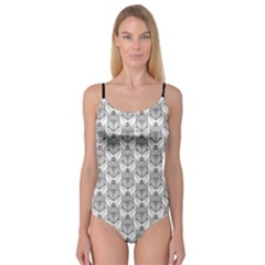 Scarab Pattern Egyptian Mythology Black And White Camisole Leotard  by genx