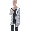 Scarab Pattern Egyptian Mythology Black and White Longline Hooded Cardigan View1