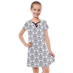 Scarab Pattern Egyptian Mythology Black And White Kids  Cross Web Dress by genx