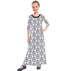 Scarab Pattern Egyptian Mythology Black And White Kids  Quarter Sleeve Maxi Dress by genx