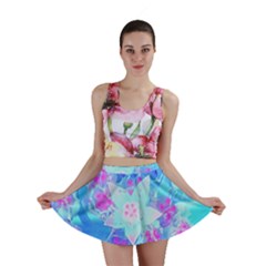 Blue And Hot Pink Succulent Underwater Sedum Mini Skirt by myrubiogarden