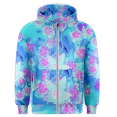 Blue And Hot Pink Succulent Underwater Sedum Men s Zipper Hoodie by myrubiogarden