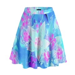 Blue And Hot Pink Succulent Underwater Sedum High Waist Skirt by myrubiogarden