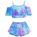 Blue And Hot Pink Succulent Underwater Sedum Kids  Off Shoulder Skirt Bikini View1