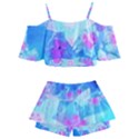 Blue And Hot Pink Succulent Underwater Sedum Kids  Off Shoulder Skirt Bikini View2