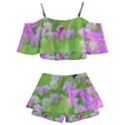 Hot Pink Succulent Sedum With Fleshy Green Leaves Kids  Off Shoulder Skirt Bikini View2